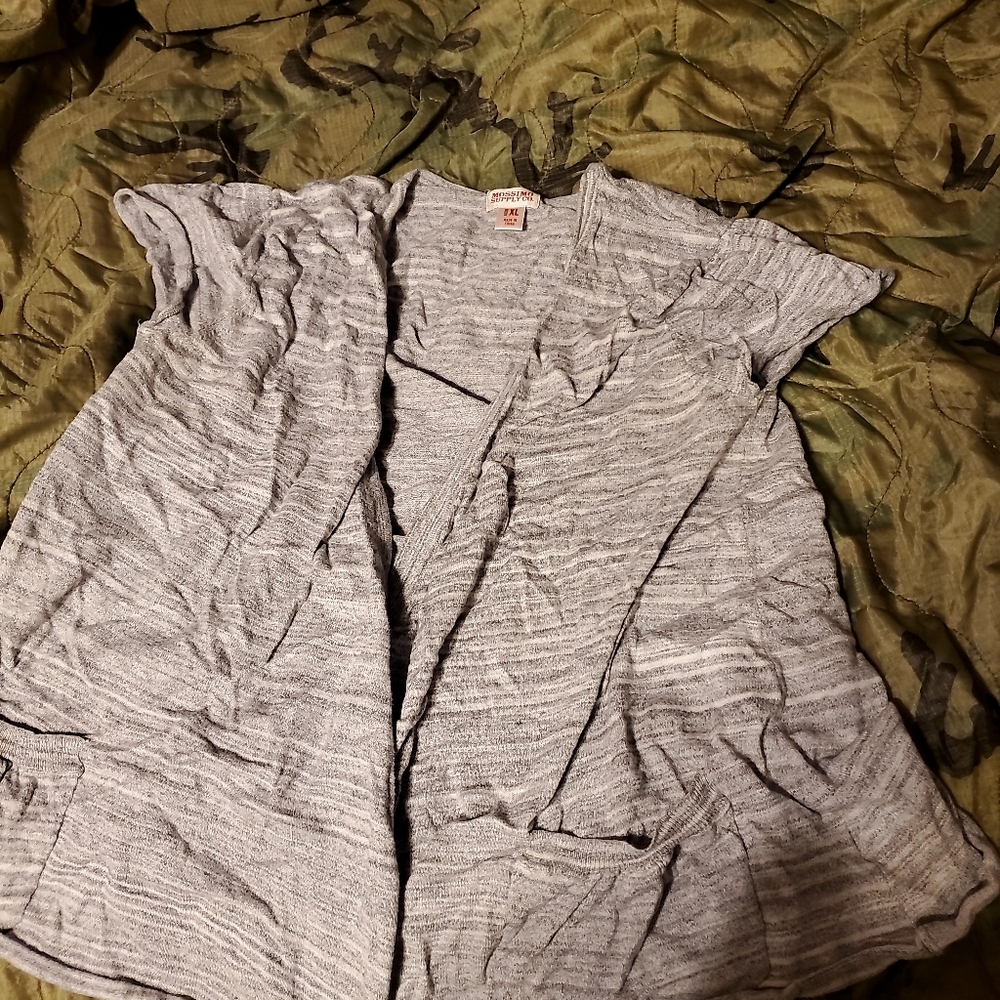 Grey short sleeve cardigan